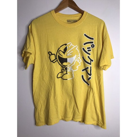Pac Man Yellow Japan Script Men's Large Shirt - Picture 1 of 5
